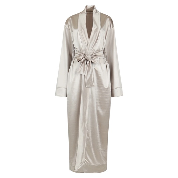 Laina Rauma The Robe Club Bed Collection Satin Gold Metallic Long Wrap Robe - Picture 7 of 8